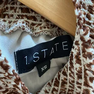 1.State‎ Animal Print Chiffon Smocked Mock Neck Dress in Brown Taupe thumbnail 12