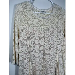 UMGEE Ivory Lace Dress 3/4 Sleeve MEDIUM Bachelorette Ethereal‎ Boho Romantic thumbnail 6
