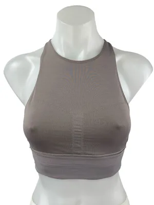 Lululemon Energy High-Neck Longline Gray Yoga Athletic Sports Bra Crop Top Sz 4 thumbnail 1