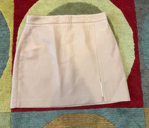Like-New Aritzia Wilfred Patio Mini Skirt Vegan Leather Light Pink High Rise S thumbnail 1