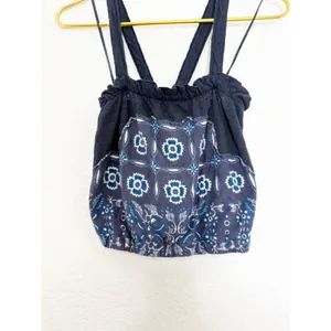 Free People Love Life Bubble Top Womens Size Medium Linen Blend Blue Boho thumbnail 10