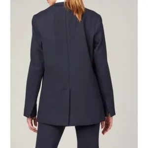 Spanx Perfect Collarless Single Button Blazer Jacket Pinstripe Navy Blue Small thumbnail 2