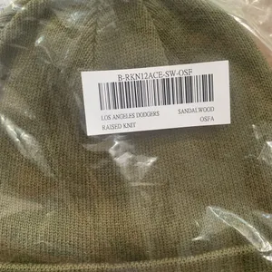 Authentic ‘47  Los Angeles Dodgers Basic Raised Knit Cuffed Olive Beanie thumbnail 3