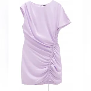 Zara Lilac Side-Ruched Mini Dress thumbnail 2