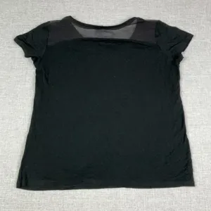 Bebe Sport T-Shirt Womens M Black V-Neck Short Sleeve Sheer Jersey Logo Top thumbnail 7
