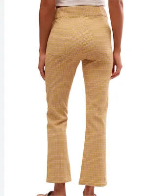 Free People In My Feelings Slim Crop Gingham Plaid Pants in Yellow thumbnail 5