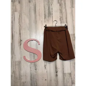 Brown High Waist Stretch Biker Shorts Size S – Soft Polyester, Comfy Fit thumbnail 2