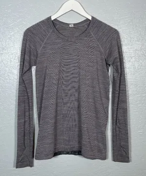 Lululemon Women 8 Pink Black Stripe Swiftly Tech Long Sleeve 2.0 Athleisure thumbnail 1