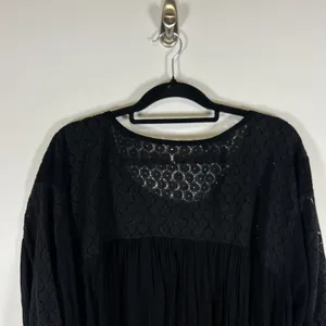 Free‎ People Women Moon River Peasant Crochet Top Size M Festival Boho Black thumbnail 7