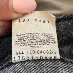 Vtg Levi's 501 17501 High Waisted Mom Jeans Black Cotton Made in USA‎ Sz 13 26" thumbnail 5