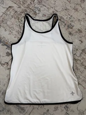 Tuckernuck White Racerback Tank with Black Trim thumbnail 2