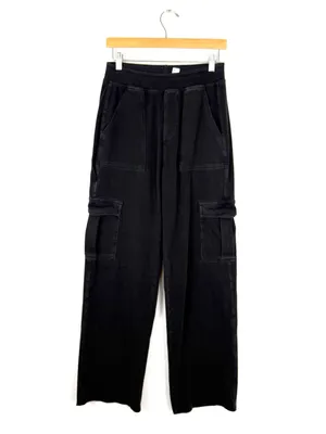 Halara Flex Black Denim Wide-Leg Cargo Pants thumbnail 4