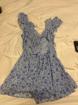 Blue Floral Francesca's Romper (ties in the back) thumbnail 2