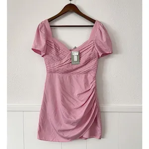 H&M Pink Ruched Puff Sleeve Mini Dress S Cottagecore Coquette Romantic thumbnail 3