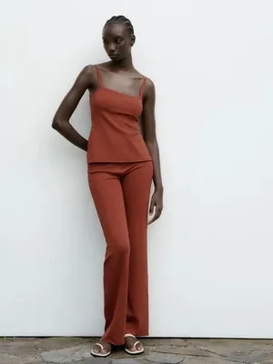 NWT Zara brick red soft strap top and trouser set. Size Medium thumbnail 4