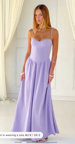 Beginning Boutique Dress: Almost Yours Lilac Crepe Maxi thumbnail 1