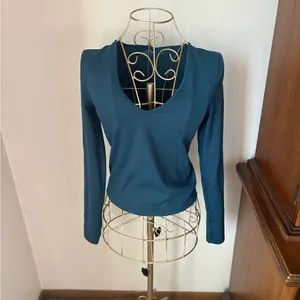 Abercrombie & Fitch Soft A&F Collection Long Sleeve V Neck Top Small Teal thumbnail 4