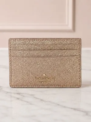 Kate Spade New York Gold Glitter Slim Card Holder Wallet NWT thumbnail 3