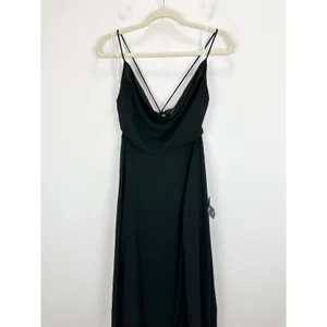 Lulus Romantically Speaking Black Cowl Lace-Up Maxi Dress Formal Small NWT thumbnail 8