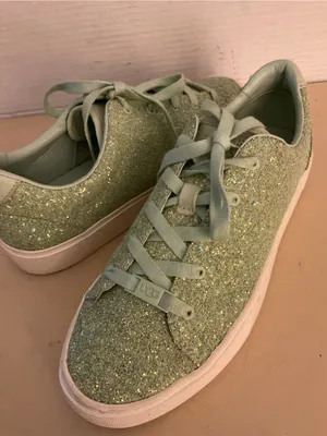 UGG women green sparkling Glitter leather Lace-Up Zilo Sneakers US 9 thumbnail 5