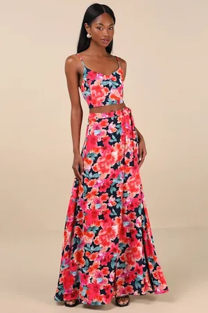 Lulus Bloom With a View WHITE Floral Print Two-Piece Maxi Dress thumbnail 2