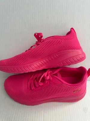 BOBS from Skechers Chaos Hot Pink Knit Lace-Up Sneakers thumbnail 6