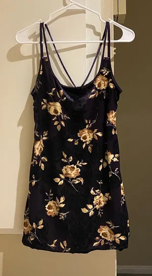 Expressions by California dynasty vintage purple floral mini dress, size S thumbnail 1