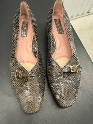 BeautiFeel Brown Snakeskin Ballet Flats with Gold Buckle Detail thumbnail 1