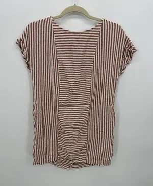 Madewell Womens Red White Striped Button Back Mini‎ Dress M Linen Blend BT26 thumbnail 1