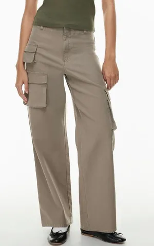 Aritzia Wilfred Free Modern Cargo Pants Tan Khaki Wide Leg Utility Size 12 thumbnail 1