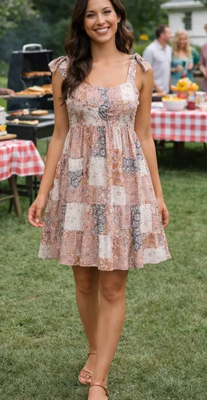 Patchwork Boho Sundress – Above Knee, Size Medium thumbnail 1