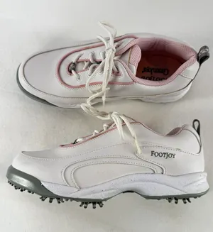 FootJoy GreenJoys Spiked Leather Golf Shoes in White Pink Size‎ 7 thumbnail 1