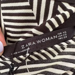 Zara Abstract Striped Tie Back Tank Top NEW Women’s XS Black White thumbnail 4