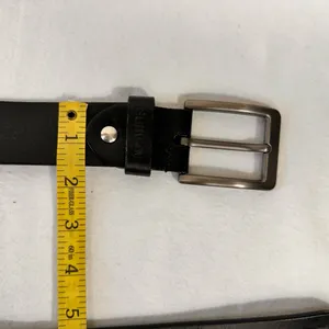 Buffway Men's Leather Black Belt Size 46 Classic Casual Brass Buckle Handmade thumbnail 7