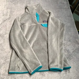 Patagonia synchilla snap-t Gray and Teal Fleece Pullover medium thumbnail 1