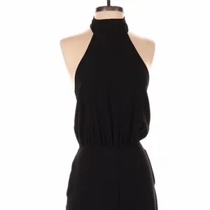 Lulus Black Moment for Life Halter Jumpsuit Wide Leg Size XS Minimalist Cocktail thumbnail 6