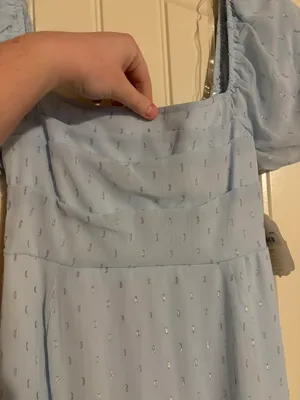 Altar’d State baby blue mini dress with silver shine detail thumbnail 6