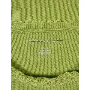 2 American Eagle Green/ Yellow Long Sleeve‎ Tops Waffle Lace Collar Medium thumbnail 2