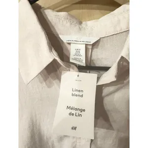 H&M linen delave oversized boxy button up short sleeve XS thumbnail 3