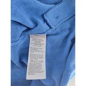 J.Crew Linen Sweater Womens M V-Neck Blue Side Button EUC thumbnail 4