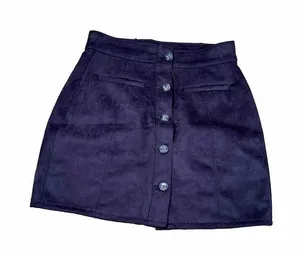 Maurice's Faux Suede Brown Mini Button Front‎ Women Skirt Sz 8 thumbnail 1