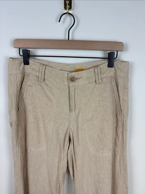 Pilcro And The Letterpress Linen Wide Leg Pants Women’s Size 4 Tan Low Rise thumbnail 4