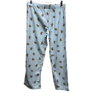 J. Crew‎ Womens Size L Blue Dog Christmas Pajama Pants Lights Frenchie Flannel thumbnail 2