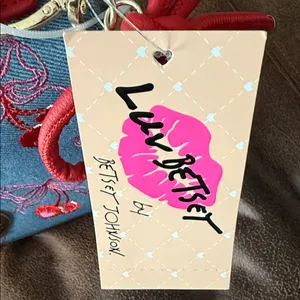 Betsey Johnson Cherry Embroidered Denim Handbag with bag charm NWT thumbnail 11