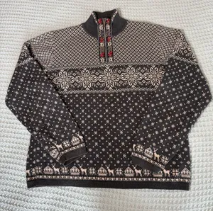 Vintage Y2K Woolrich Fair Isle 1/4 Quarter Zip Sweater Womens Large Gray Beige thumbnail 1