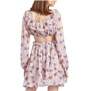 En Saison Annabel Purple Floral Open Back Mini Dress Size L NWT thumbnail 3