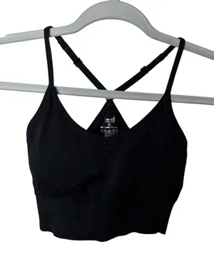 Pro-Fit Black Sports Bra Womens Medium Adjustable Straps Longline‎ Ribbed thumbnail 1