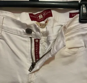 white cropped jeans, size 4 but fits like a 2. So cute. thumbnail 2