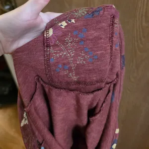 Toad & Co Burgundy Floral Organic Cotton Blend A Line Skirt thumbnail 5