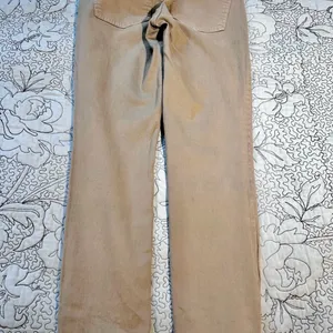Tory Burch Emmy Beige Slim Ankle Pants Gold Snap Detail Stretch Sz 26💛 thumbnail 5